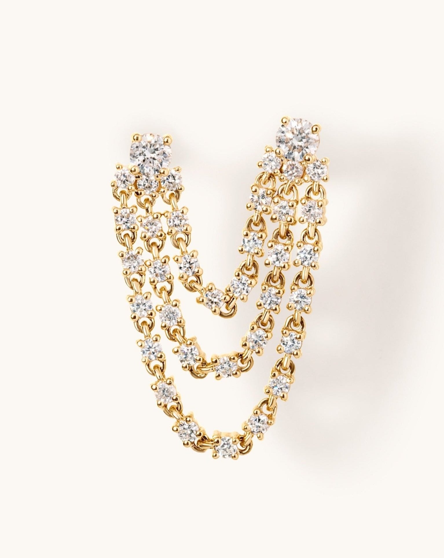 Triple Diamond Chain Drop Earrings - Sparkle Society