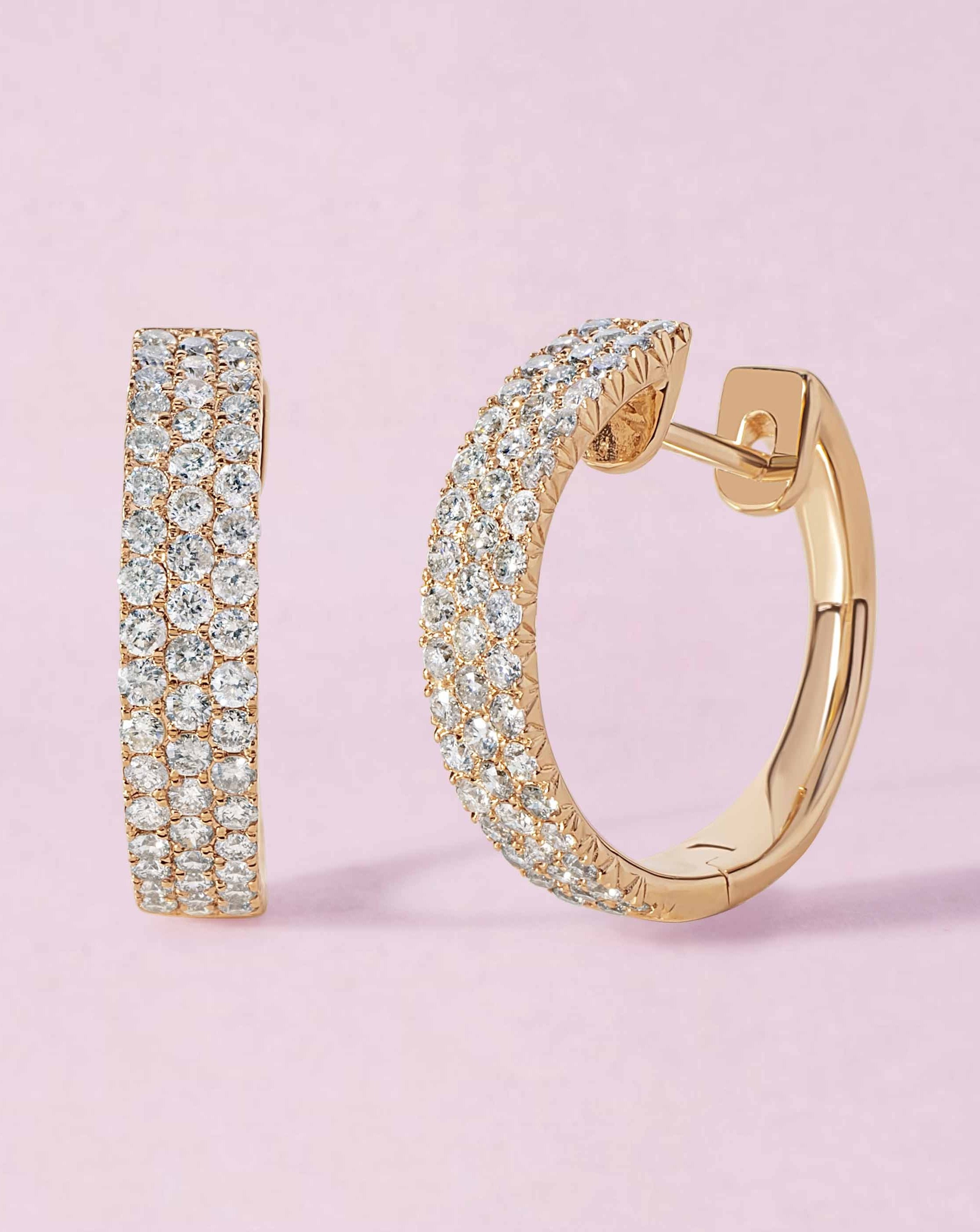 Triple Row Diamond Hoops - Sparkle Society