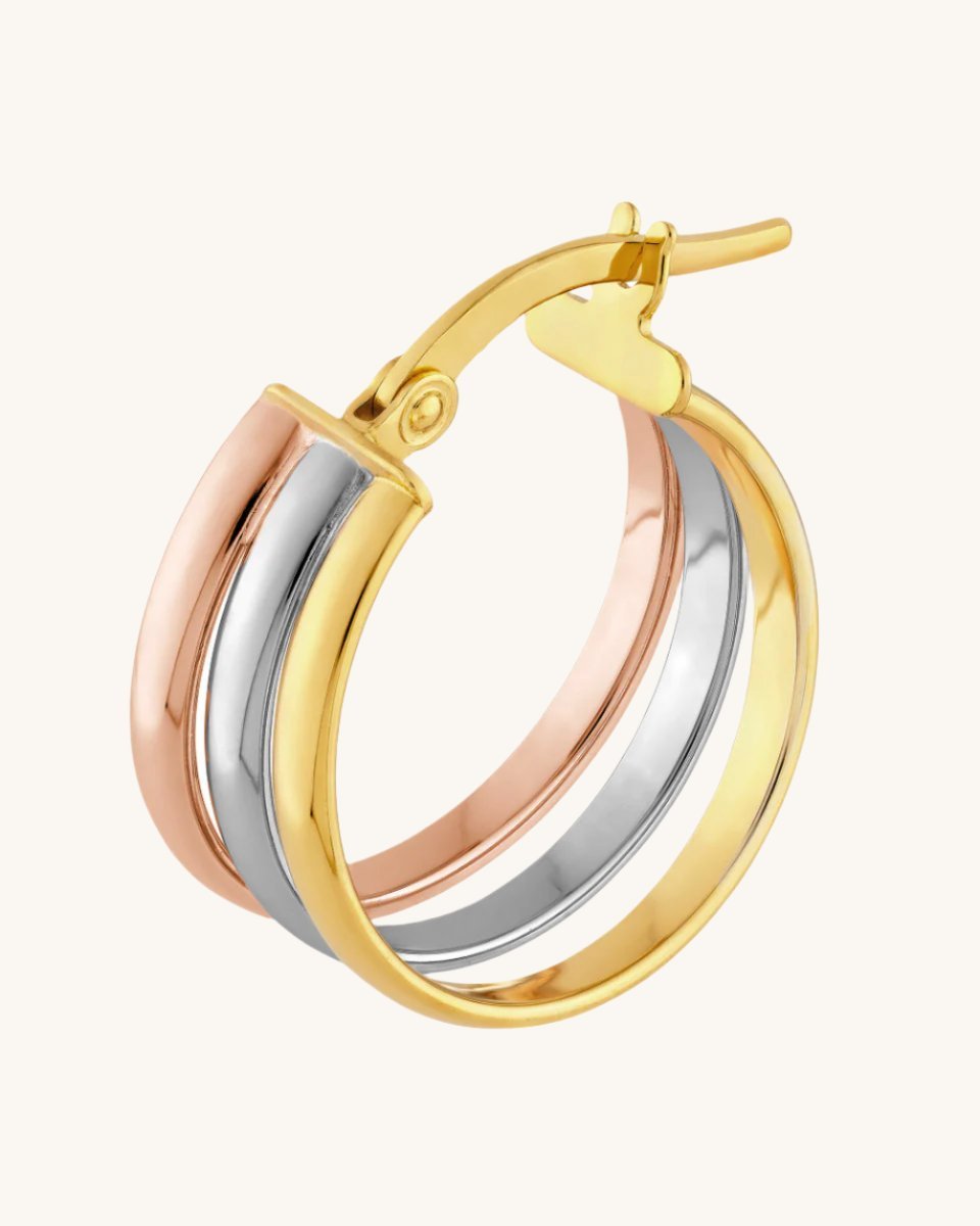 Triple Tone Hoop Earrings - Sparkle Society