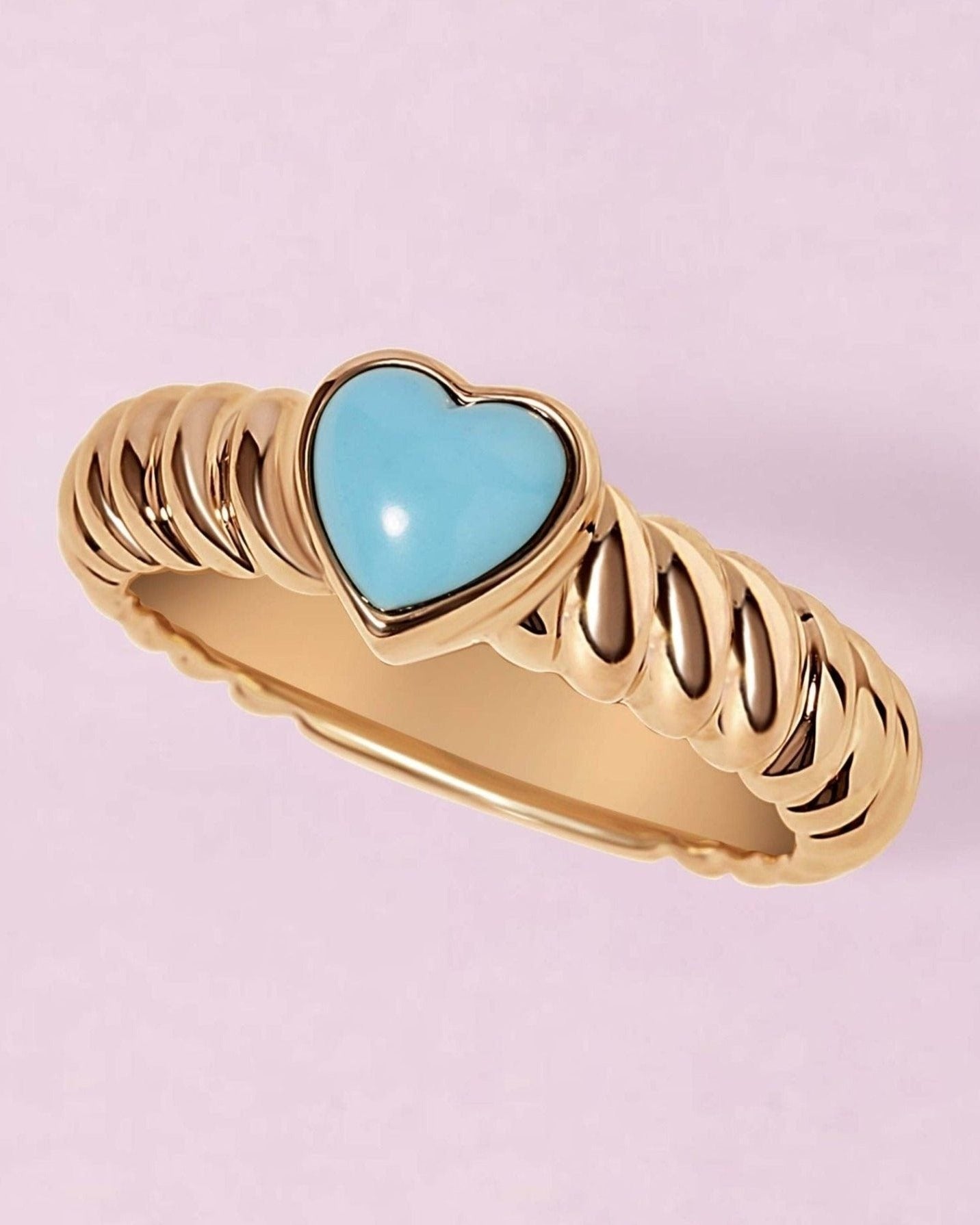 Turquoise Heart Radiant Band Ring - Sparkle Society