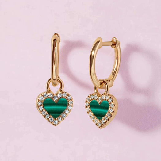 Gemstone Heart Charm Huggies - Sparkle Society