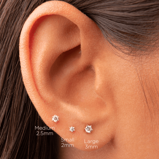 2.5mm Tiny Natural Diamond Stud Earrings
