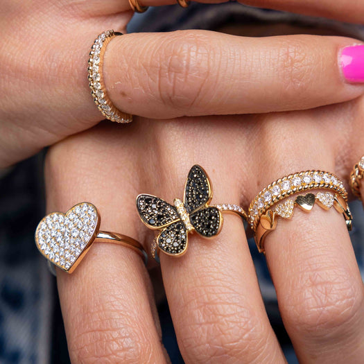 Black Diamond Butterfly Ring - Sparkle Society