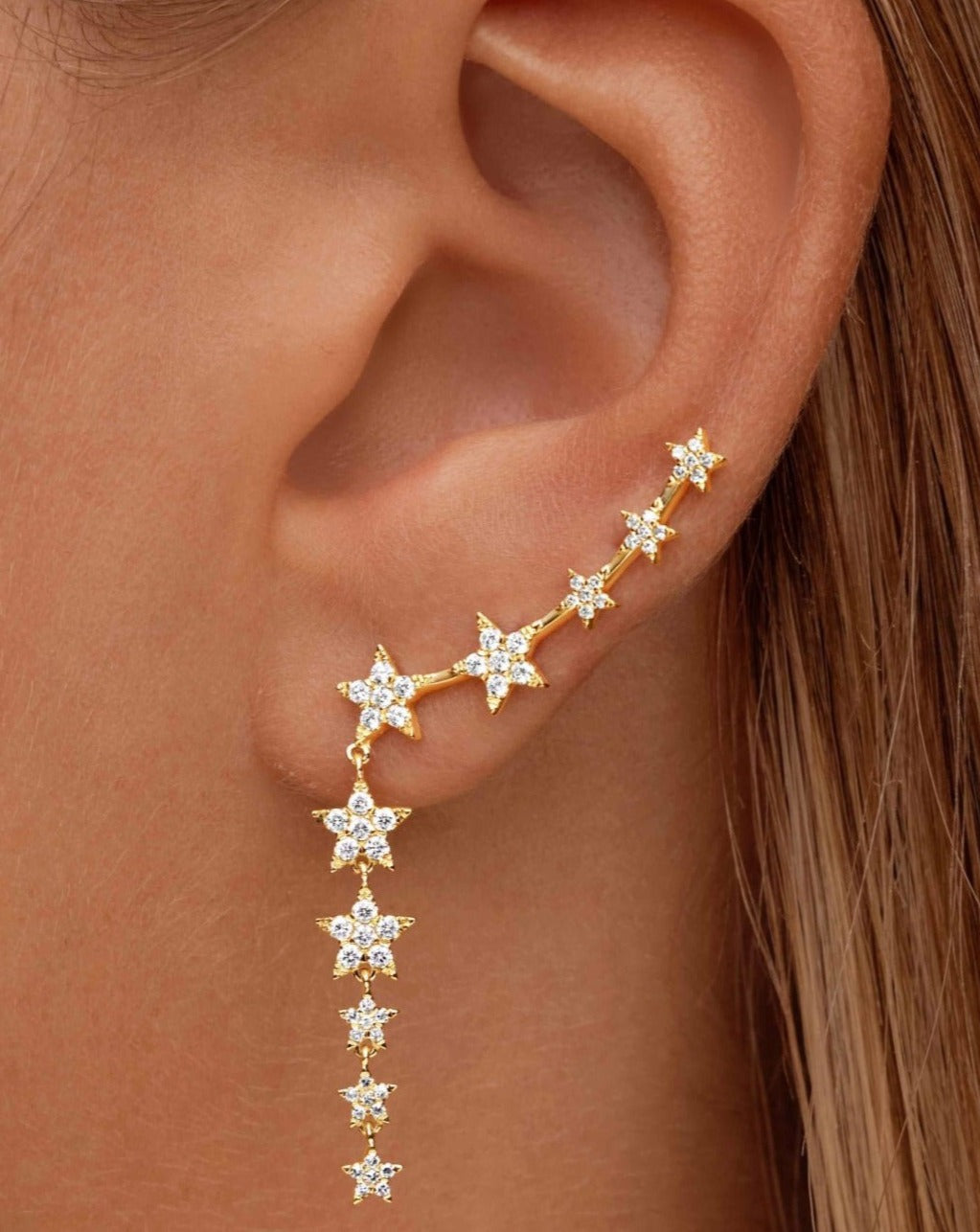 Dangling Diamond Star Ear Crawler - Sparkle Society