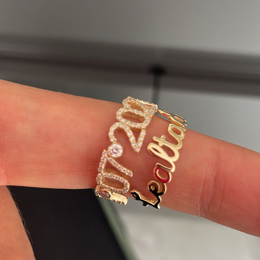 Delicate Gold Wire Name Ring - Sparkle Society