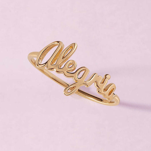 Delicate Gold Wire Name Ring - Sparkle Society