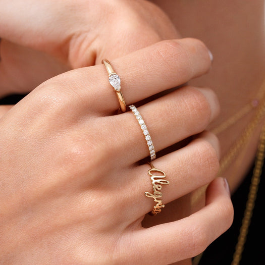 Delicate Gold Wire Name Ring - Sparkle Society