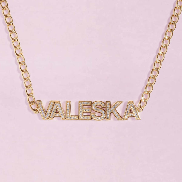 Name Necklace With Bold Curb Chain Figaro Name Necklace Bold 