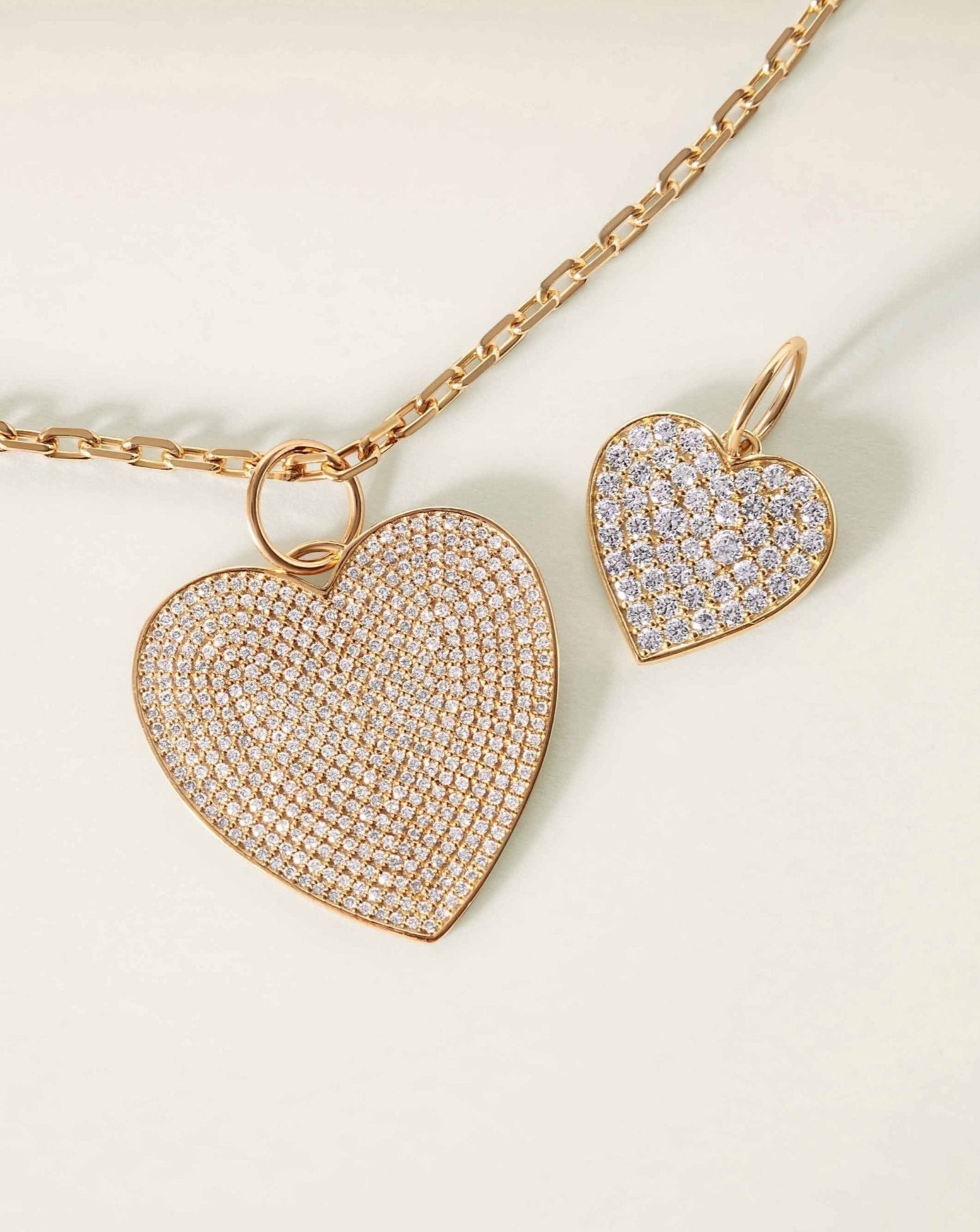 Jumbo Pave Diamond Heart Necklace Charm - Sparkle Society