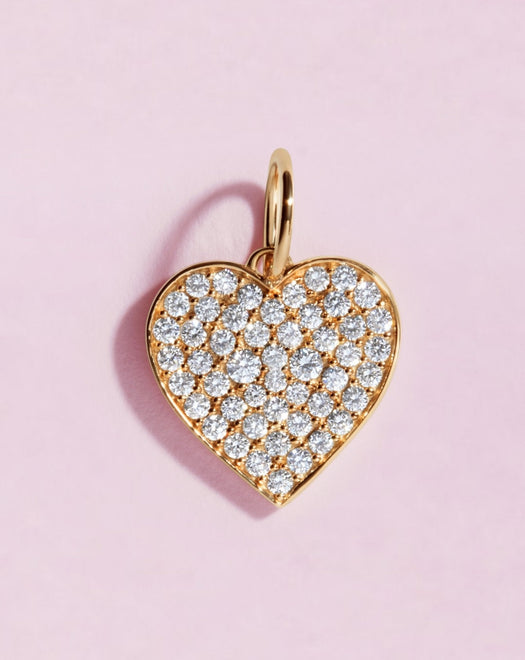 Small Pave Diamond Heart Necklace Charm - Sparkle Society