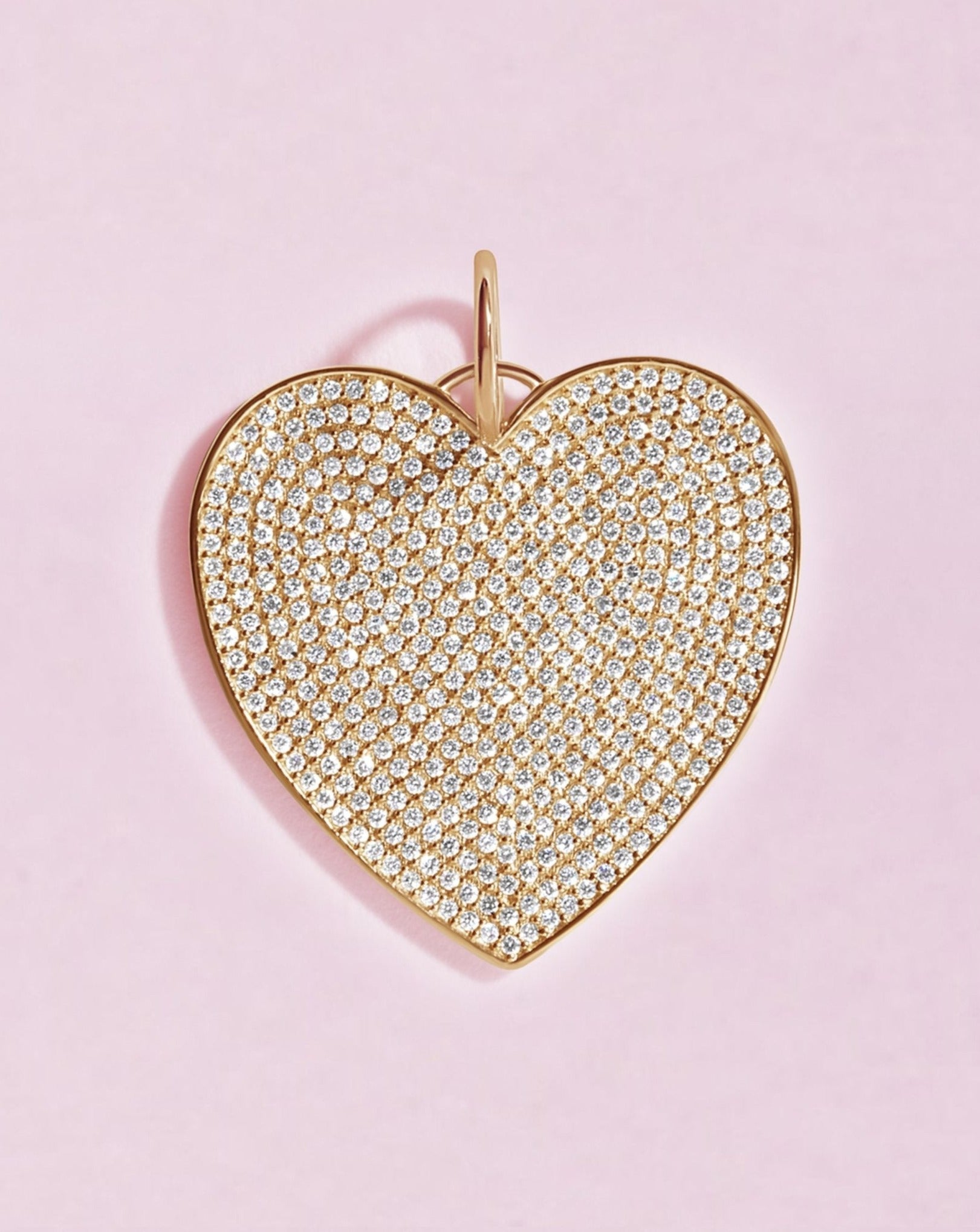 Jumbo Pave Diamond Heart Necklace Charm - Sparkle Society