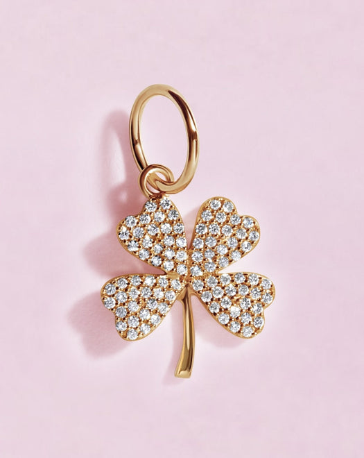 Diamond Pink Clover Flower Sparkle Keychain