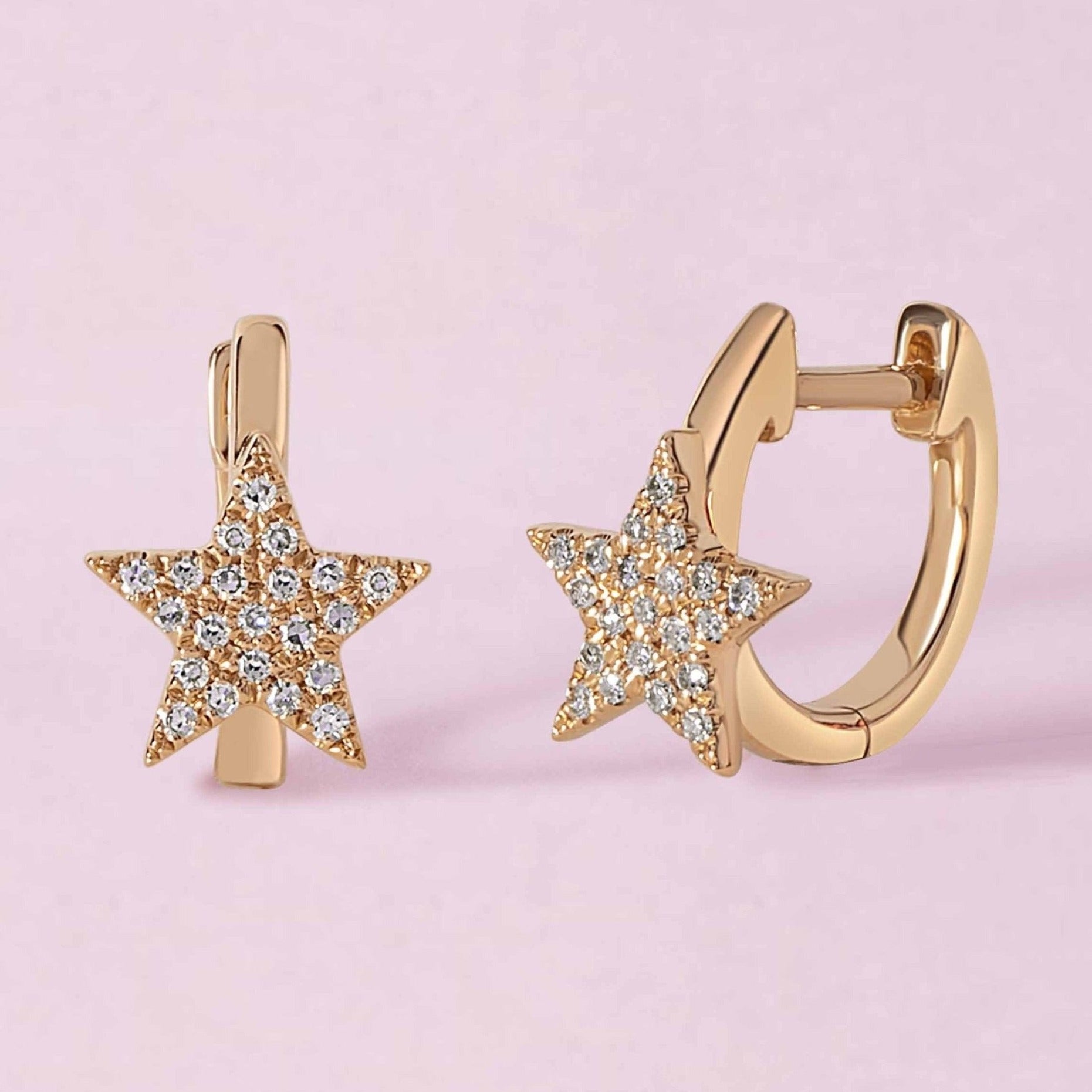 Diamond Star Gold Huggie Earrings - Sparkle Society