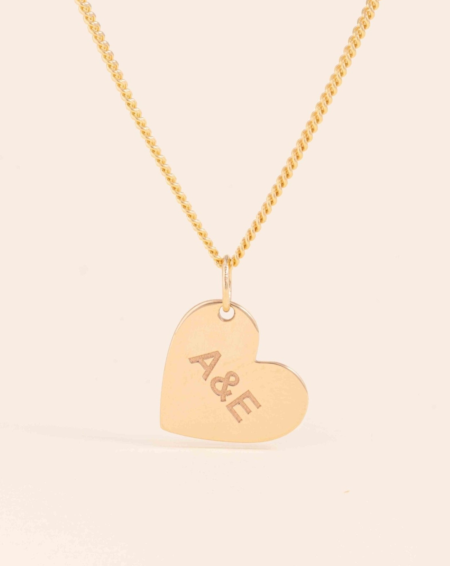 Engravable Solid Gold Heart Necklace Charm - Sparkle Society