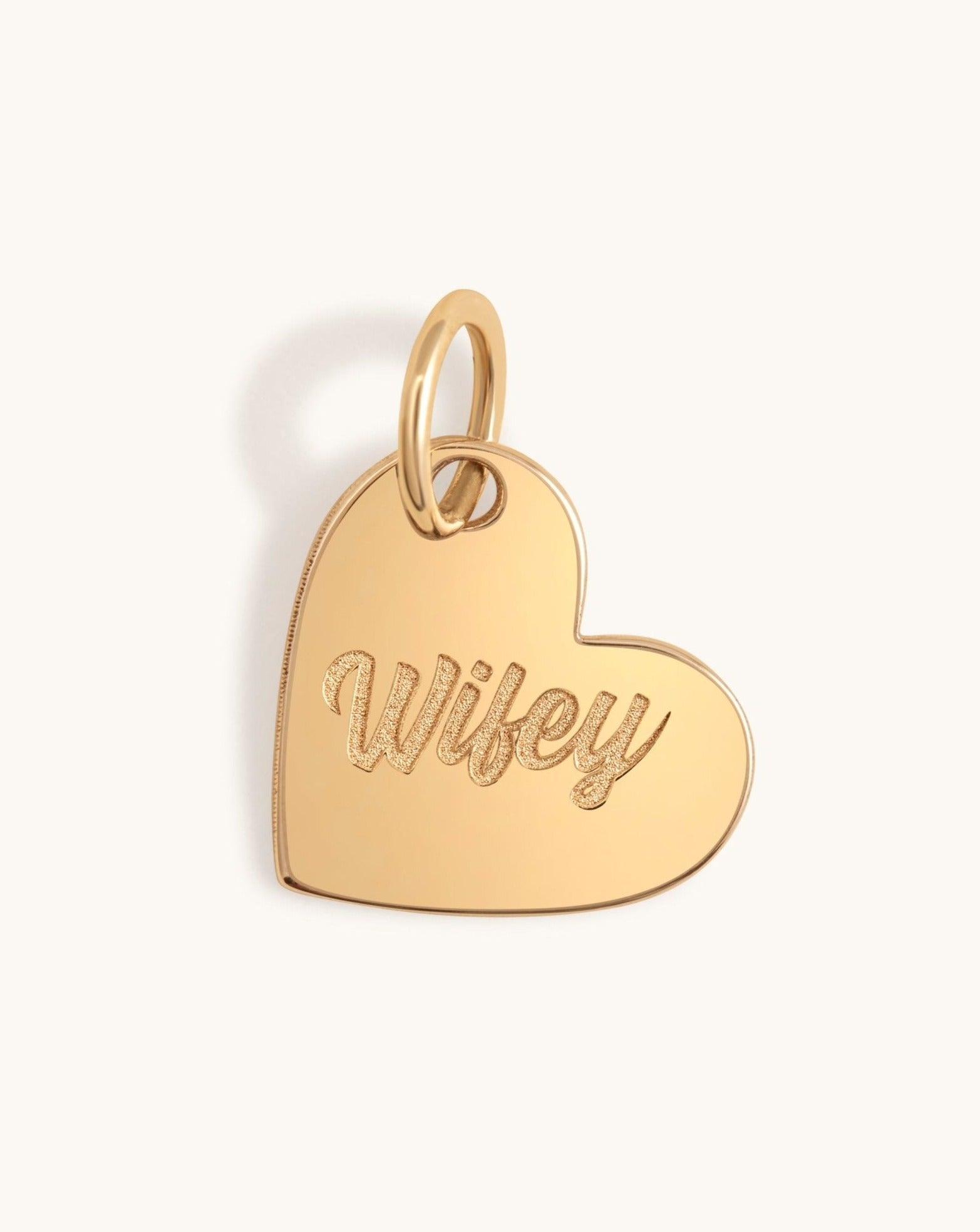 Engravable Solid Gold Heart Necklace Charm - Sparkle Society