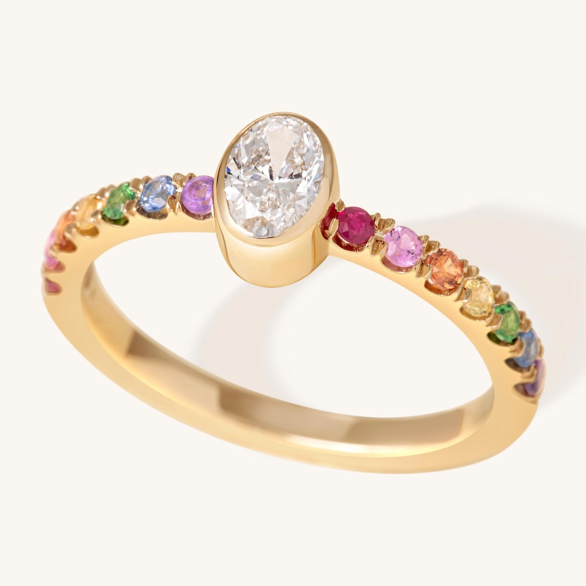 Rainbow diamond ring on sale band