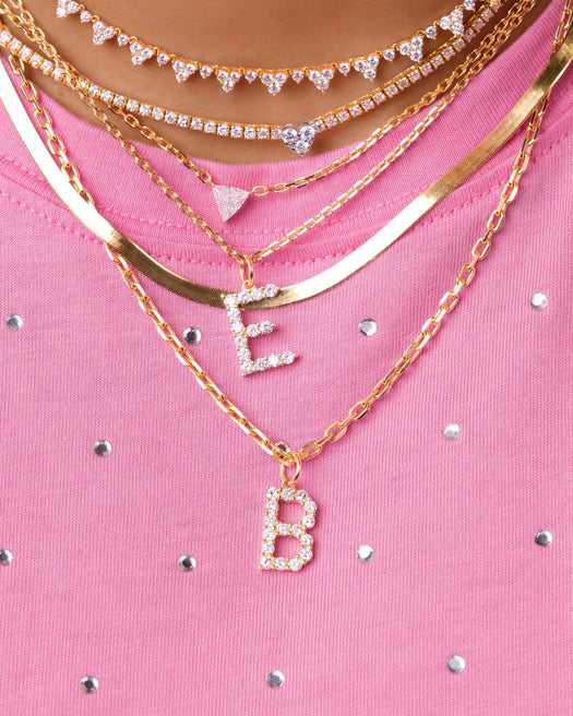 Floating Diamond Initial Necklace Charm - Sparkle Society