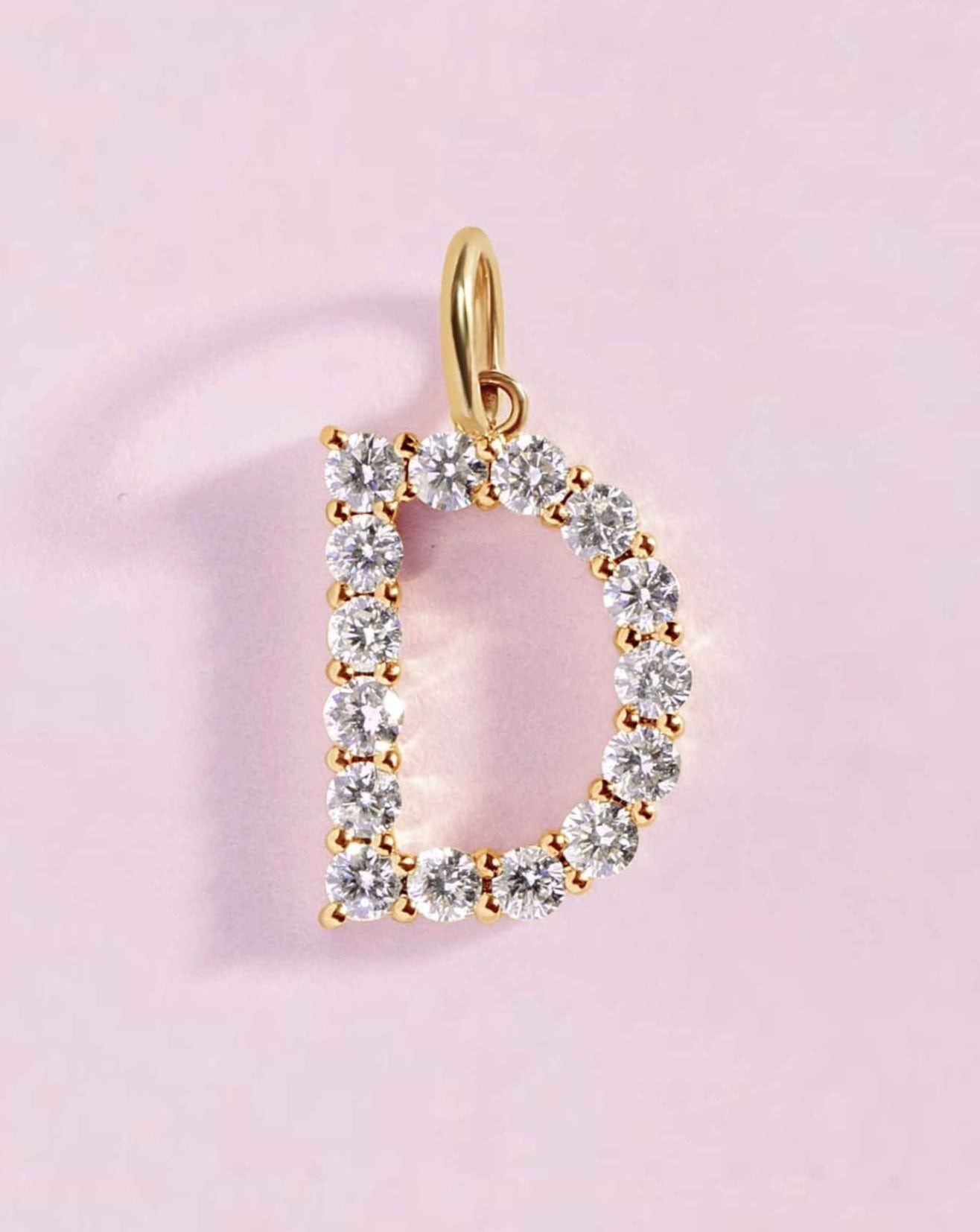 Floating Diamond Initial Necklace Charm - Sparkle Society