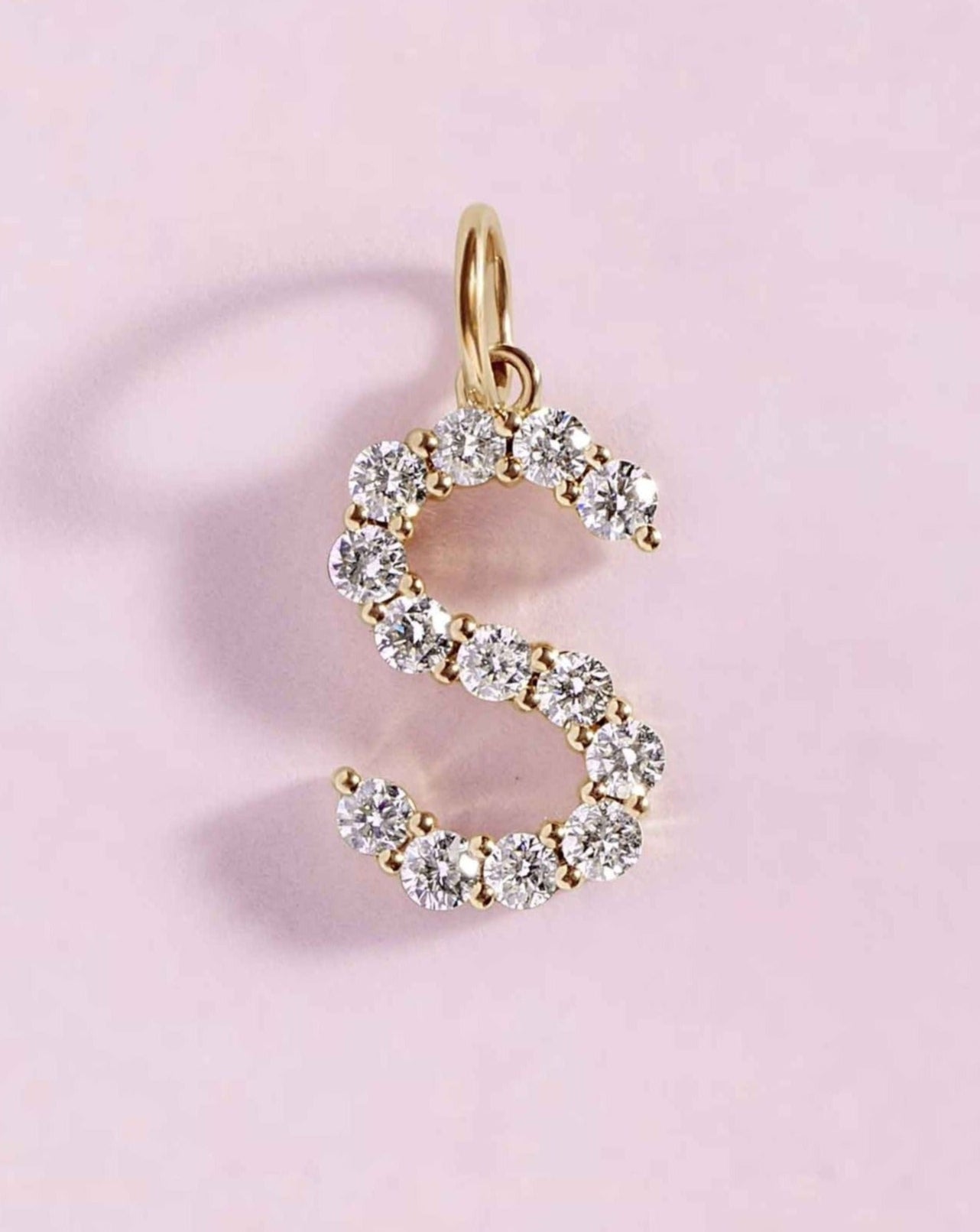 Floating Diamond Initial Necklace Charm - Sparkle Society