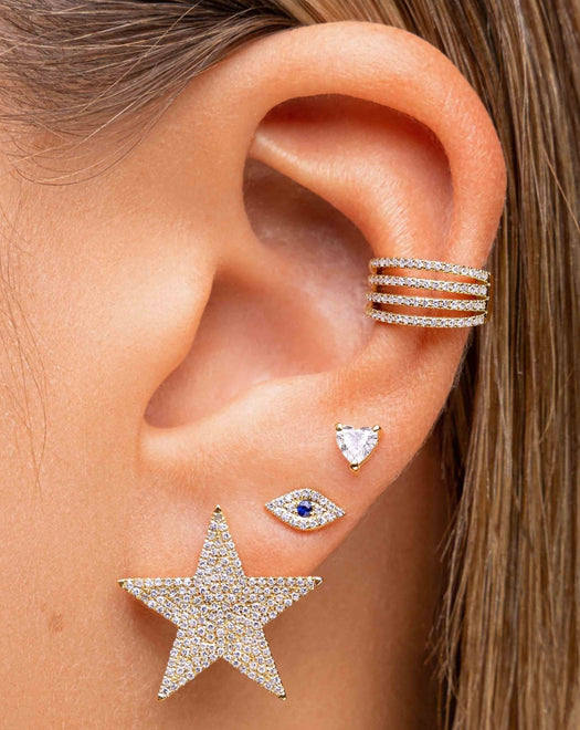 Four Row Diamond Ear Cuff - Sparkle Society