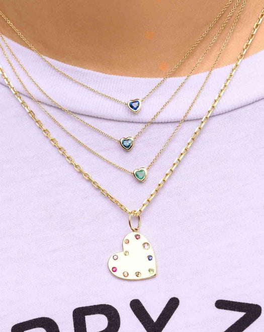 Gemstone Bezel Heart Necklace - Sparkle Society