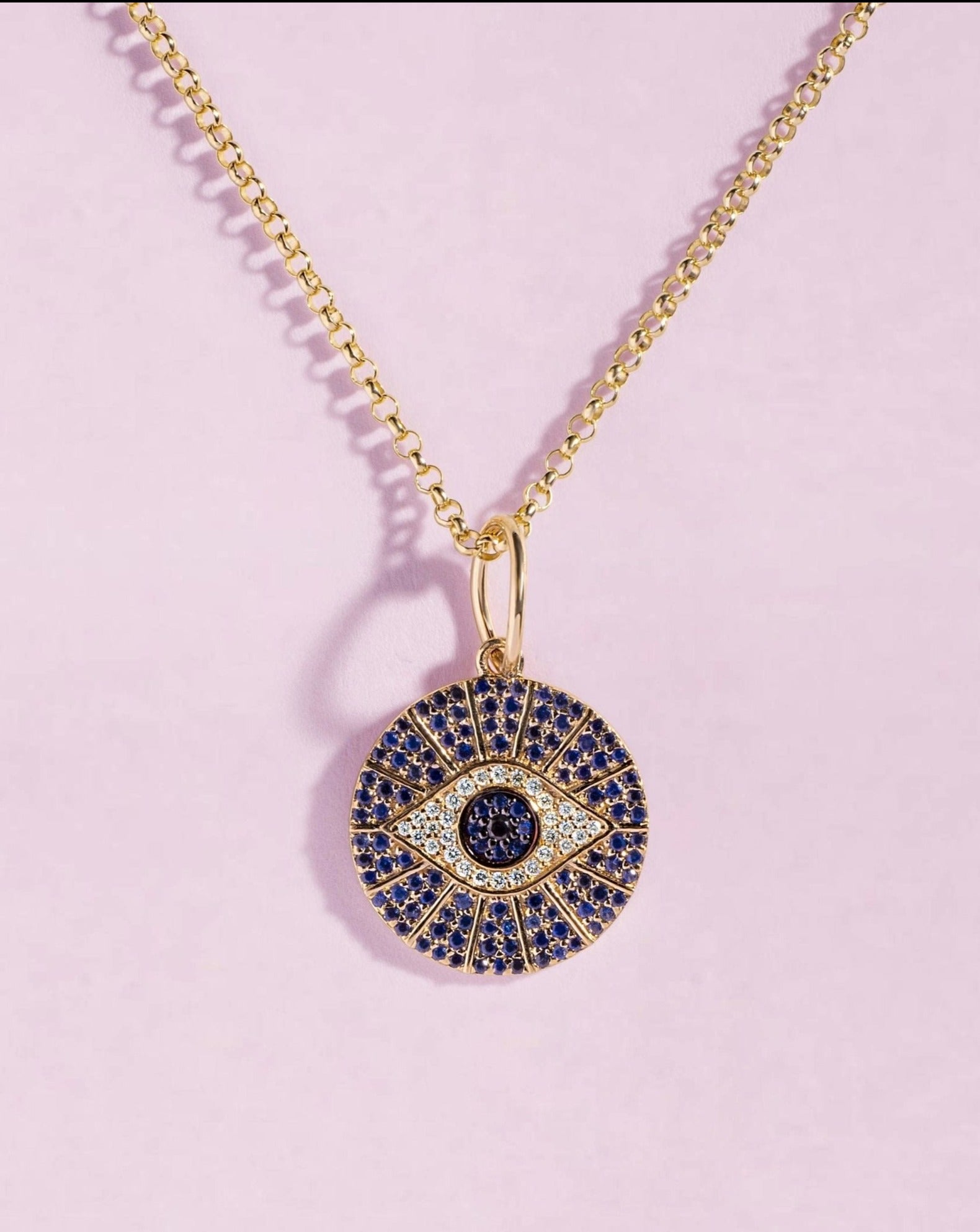 Small Gemstone Evil Eye Necklace Charm - Sparkle Society