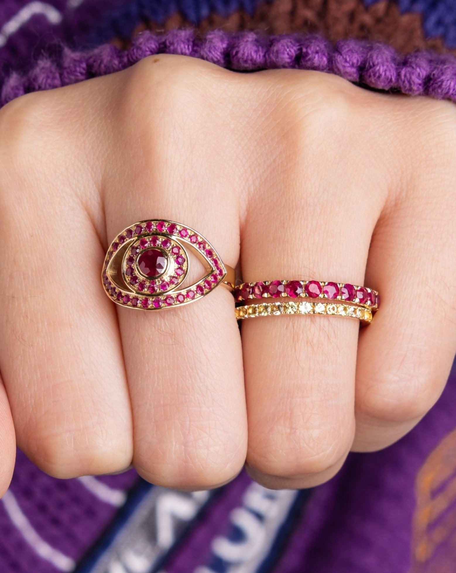 Gemstone Evil Eye Ring - Sparkle Society