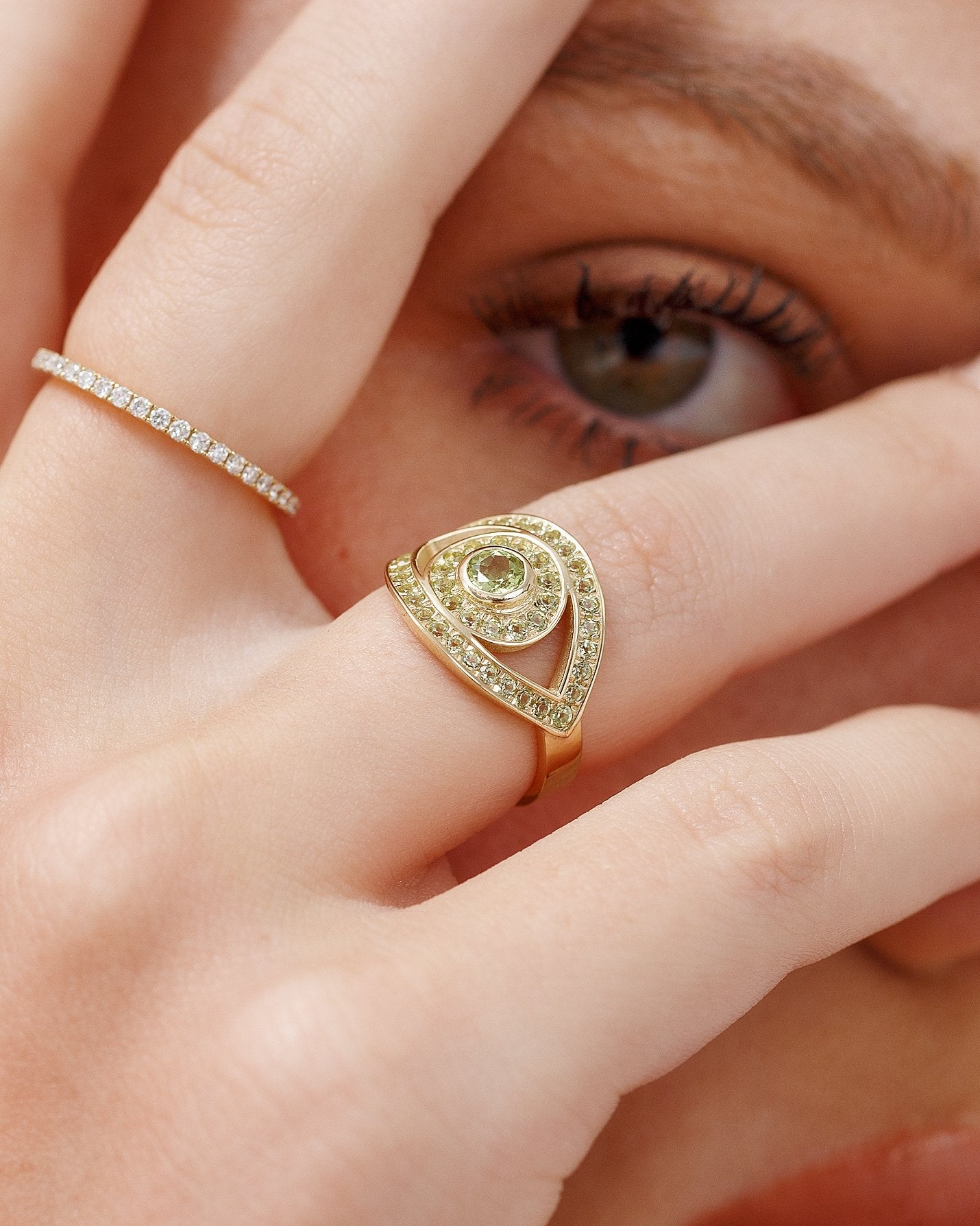 Gemstone Evil Eye Ring - Sparkle Society