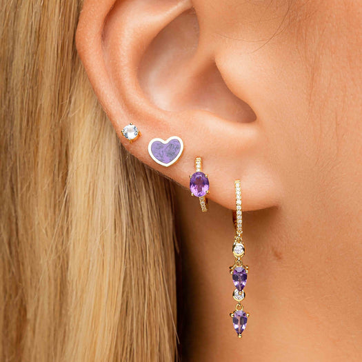 Gemstone Heart Studs - Sparkle Society