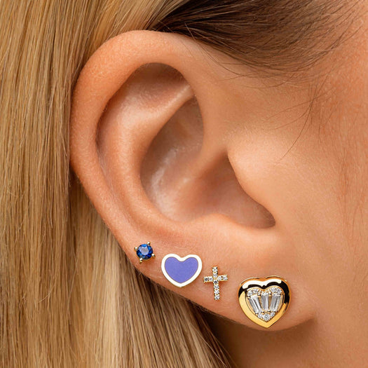 Gemstone Heart Studs - Sparkle Society