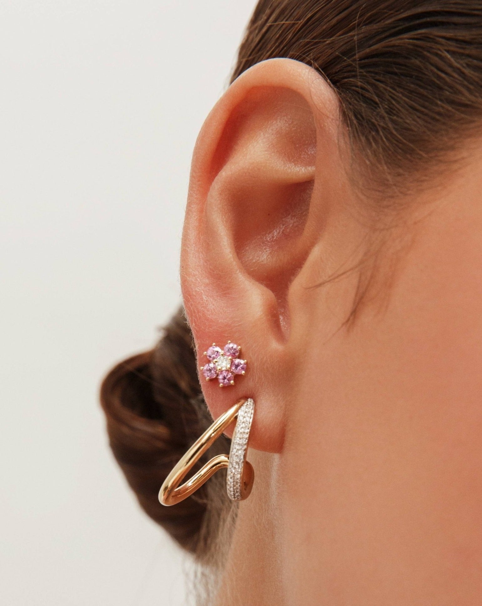 Gold And Diamond Asymmetric Caged Studs - Sparkle Society