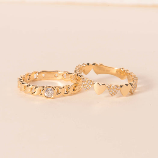 Gold And Diamond Heart Ring - Sparkle Society