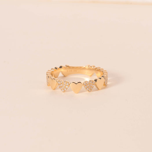 Gold And Diamond Heart Ring - Sparkle Society