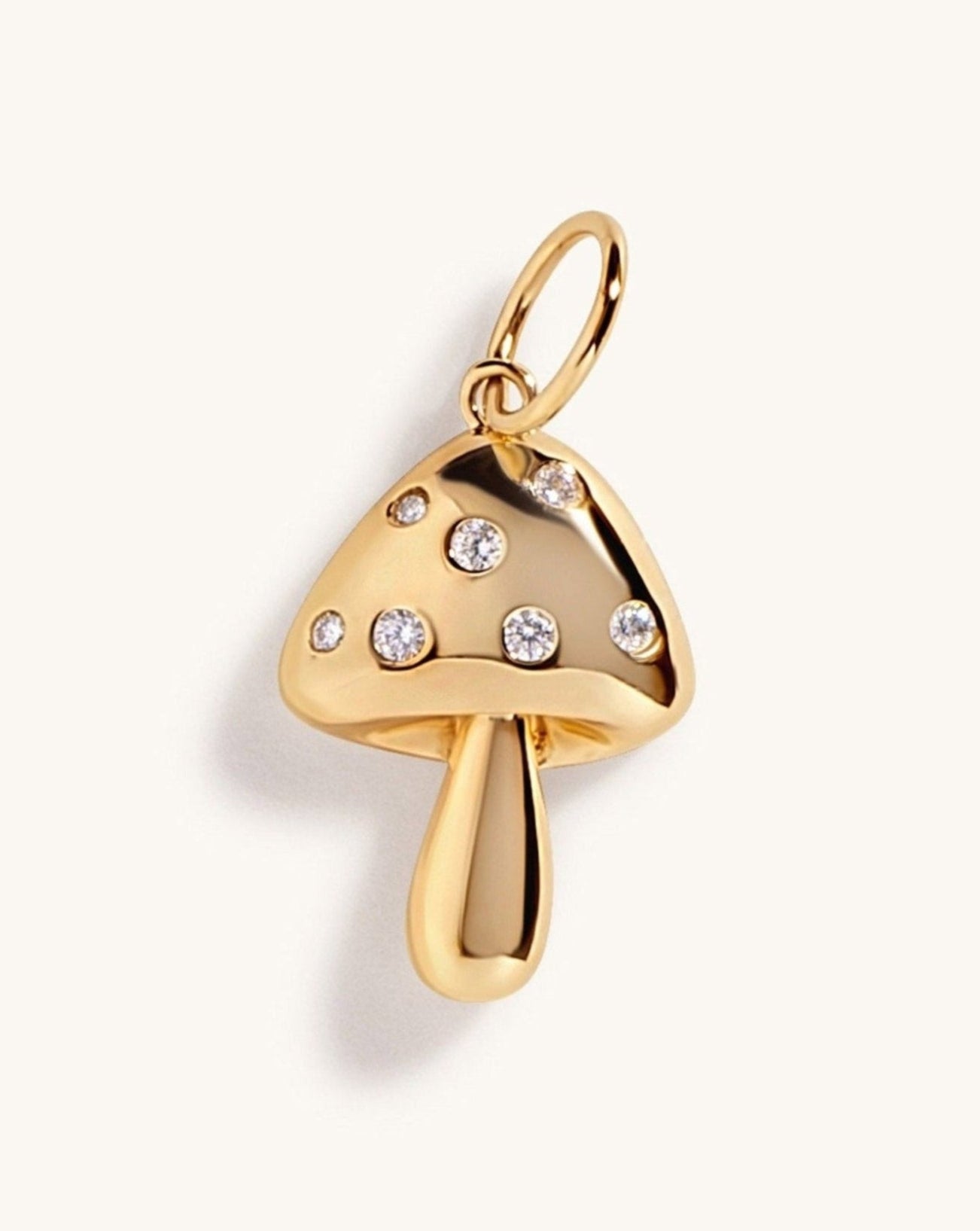 Gold And Diamond Mushroom Necklace Charm - Sparkle Society