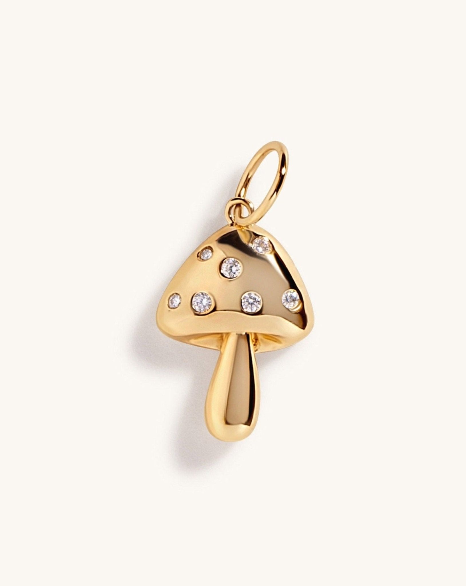 Gold And Diamond Mushroom Necklace Charm - Sparkle Society