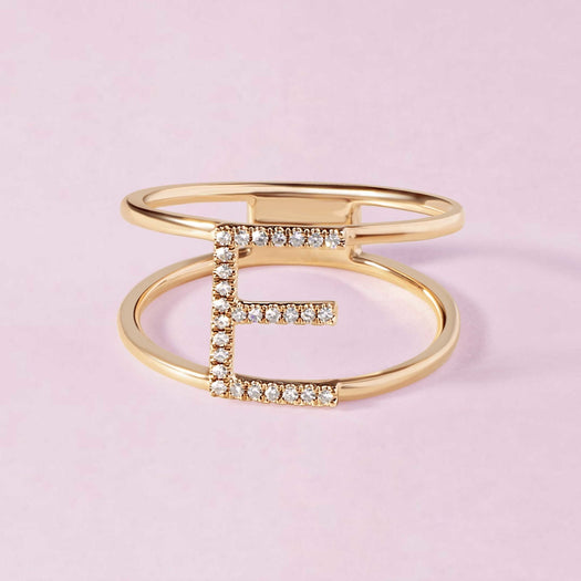 Gold Open Wire Diamond Initial Ring - Sparkle Society