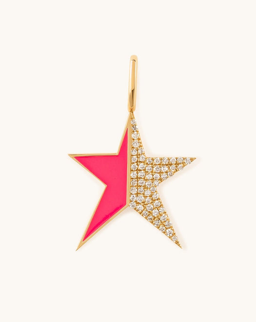 Half Enamel Half Diamond Star Charm - Sparkle Society