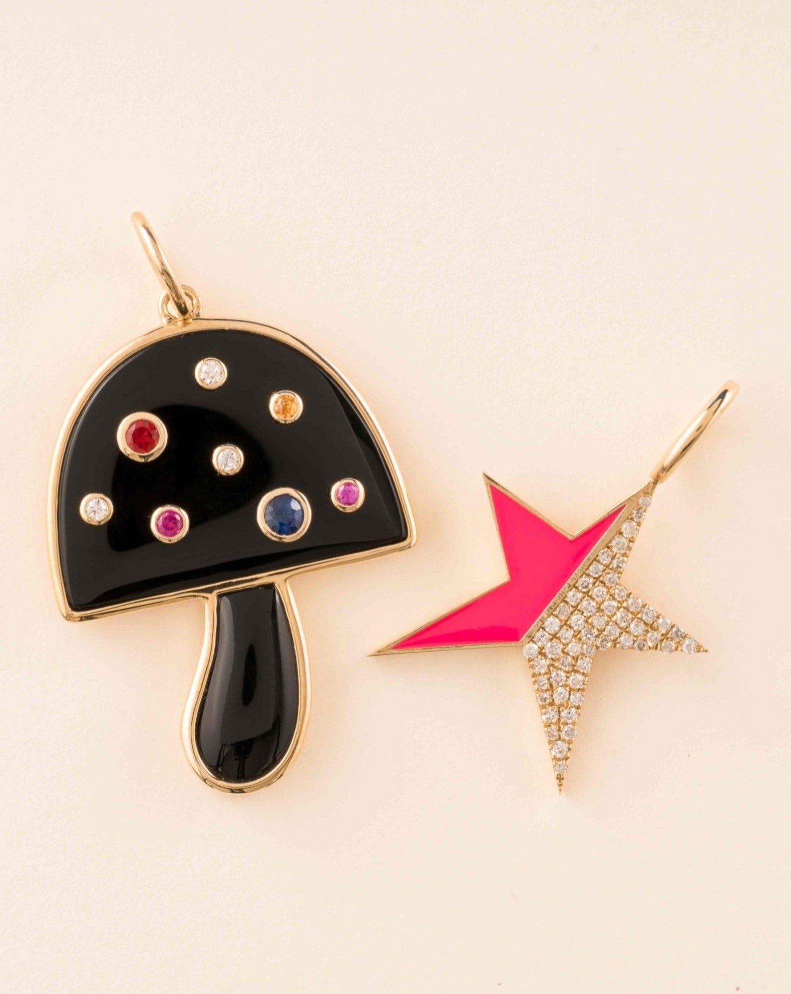 Half Enamel Half Diamond Star Charm - Sparkle Society