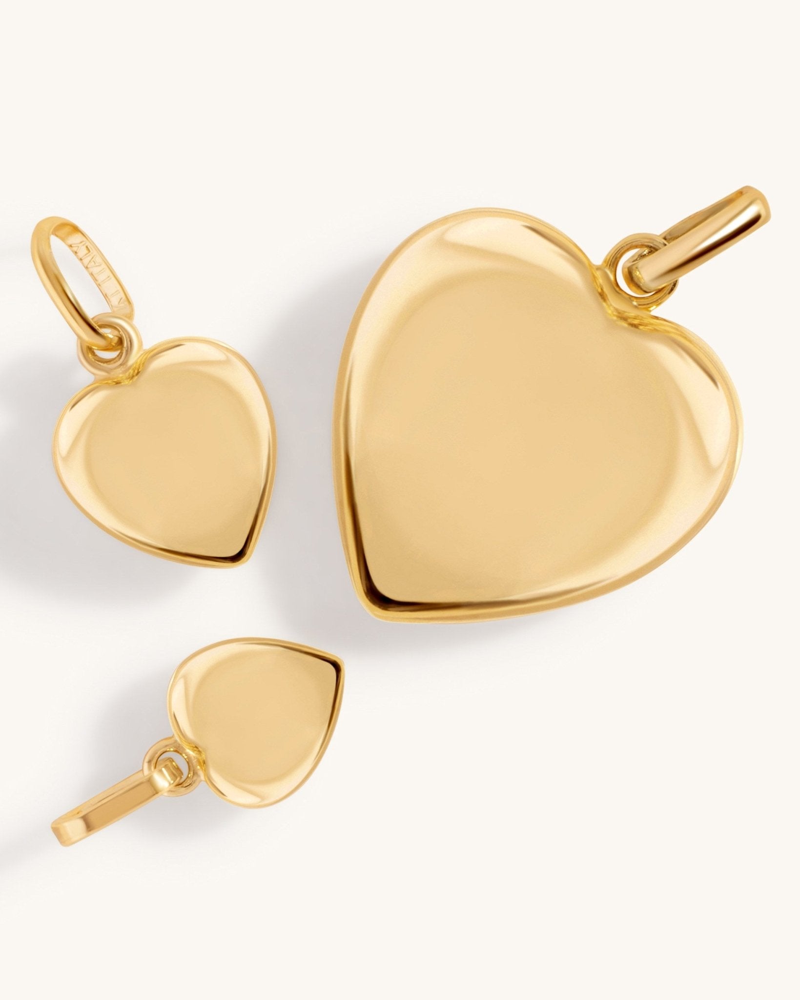 Hollow Gold Puffed Heart Necklace Charm - Sparkle Society