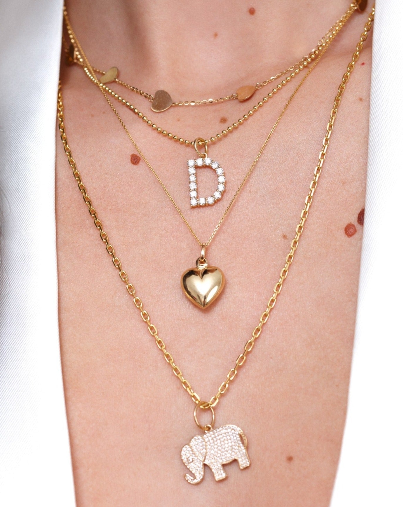 Hollow Gold Puffed Heart Necklace Charm - Sparkle Society