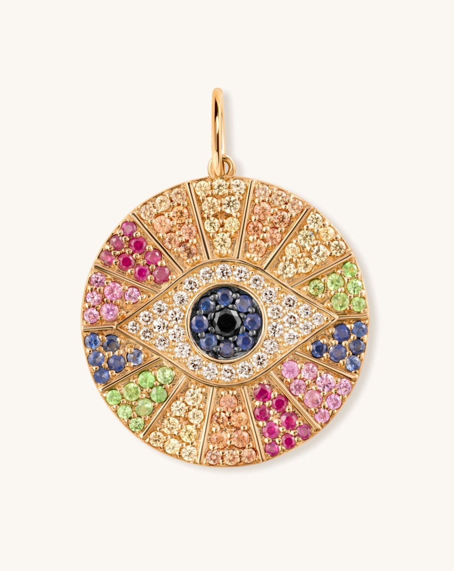 Jumbo Gemstone Evil Eye Necklace Charm - Sparkle Society