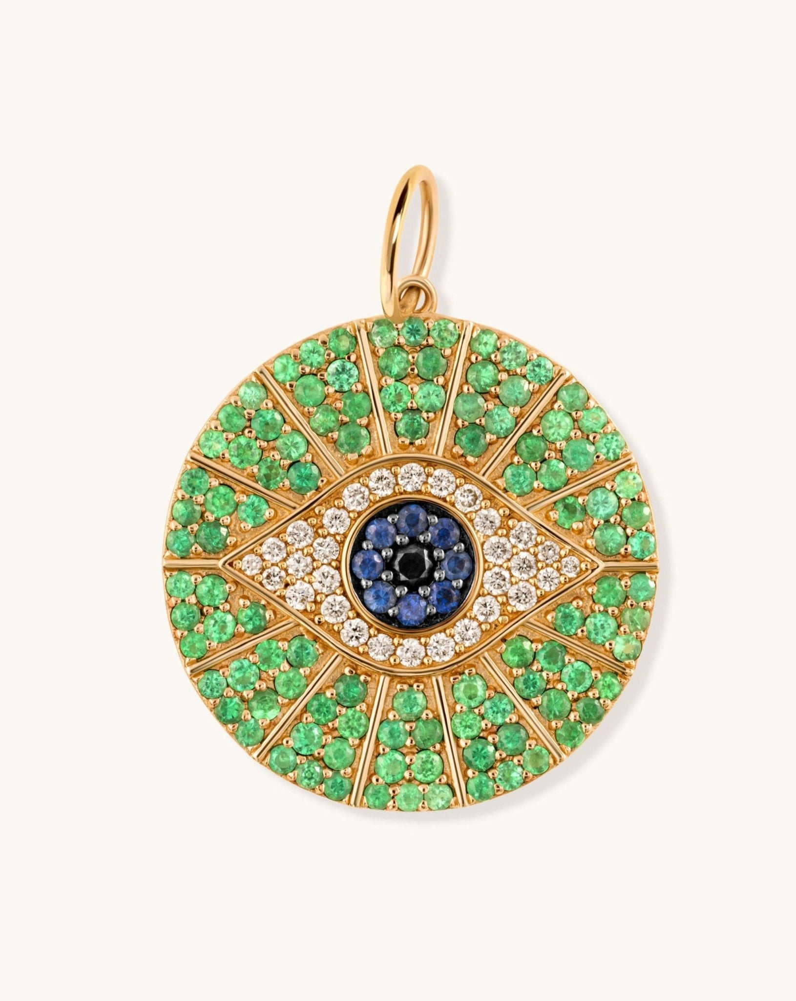 Jumbo Gemstone Evil Eye Necklace Charm - Sparkle Society