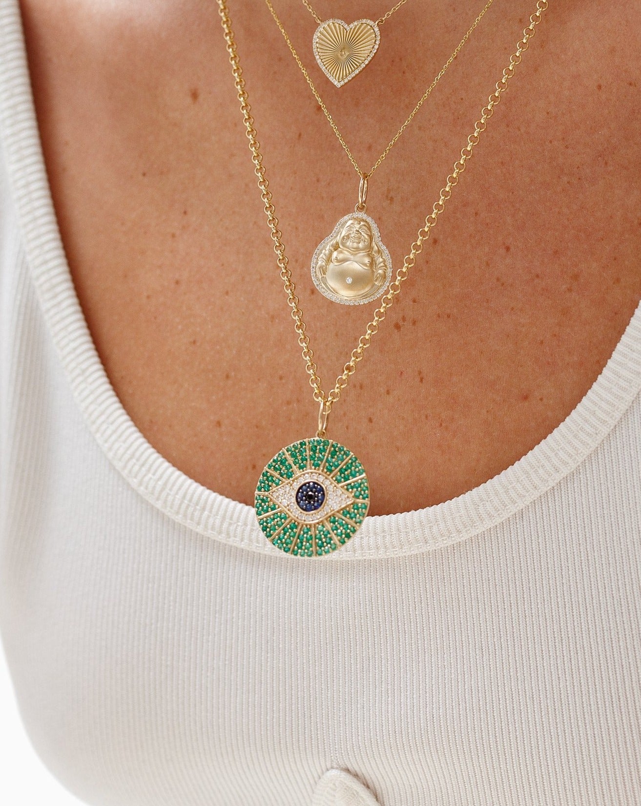 Jumbo Gemstone Evil Eye Necklace Charm - Sparkle Society