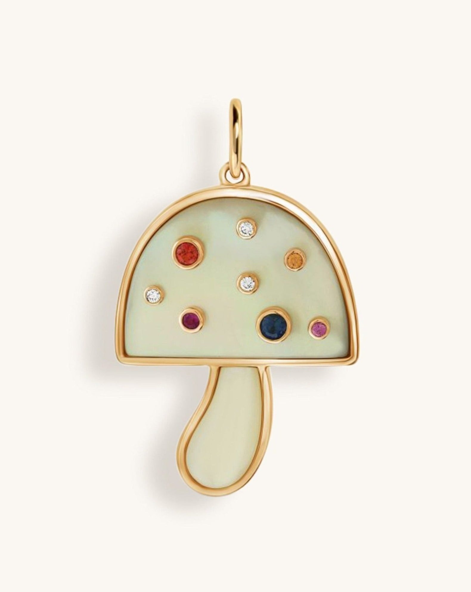 Jumbo Multi Gemstone Mushroom Necklace Charm - Sparkle Society