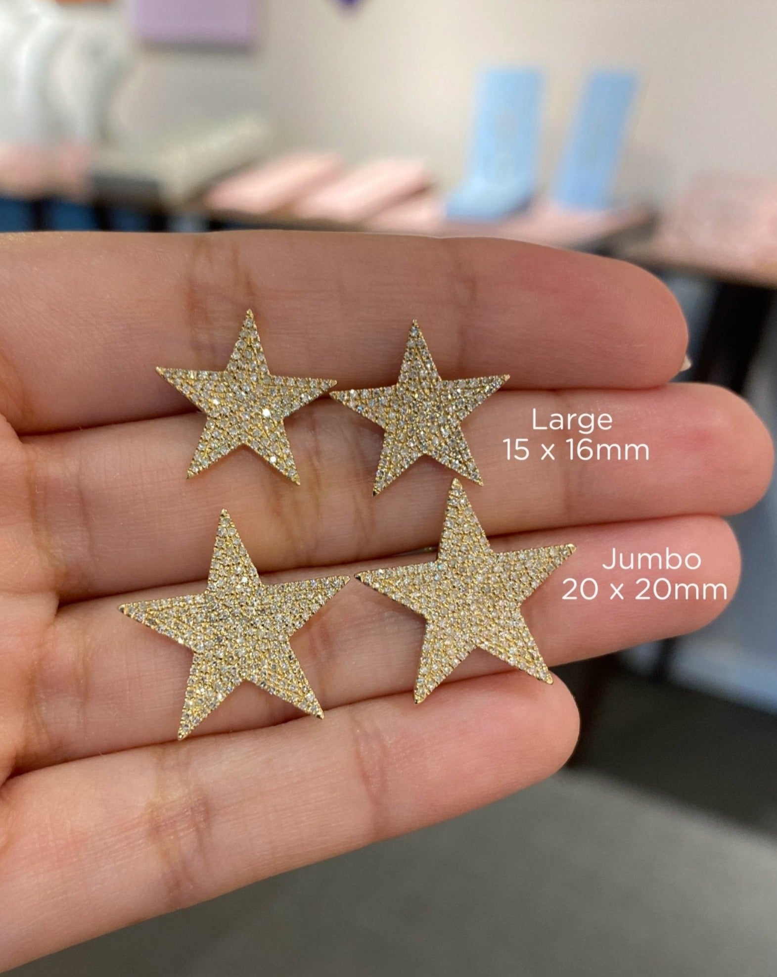 Large Pave Diamond Star Studs - Sparkle Society