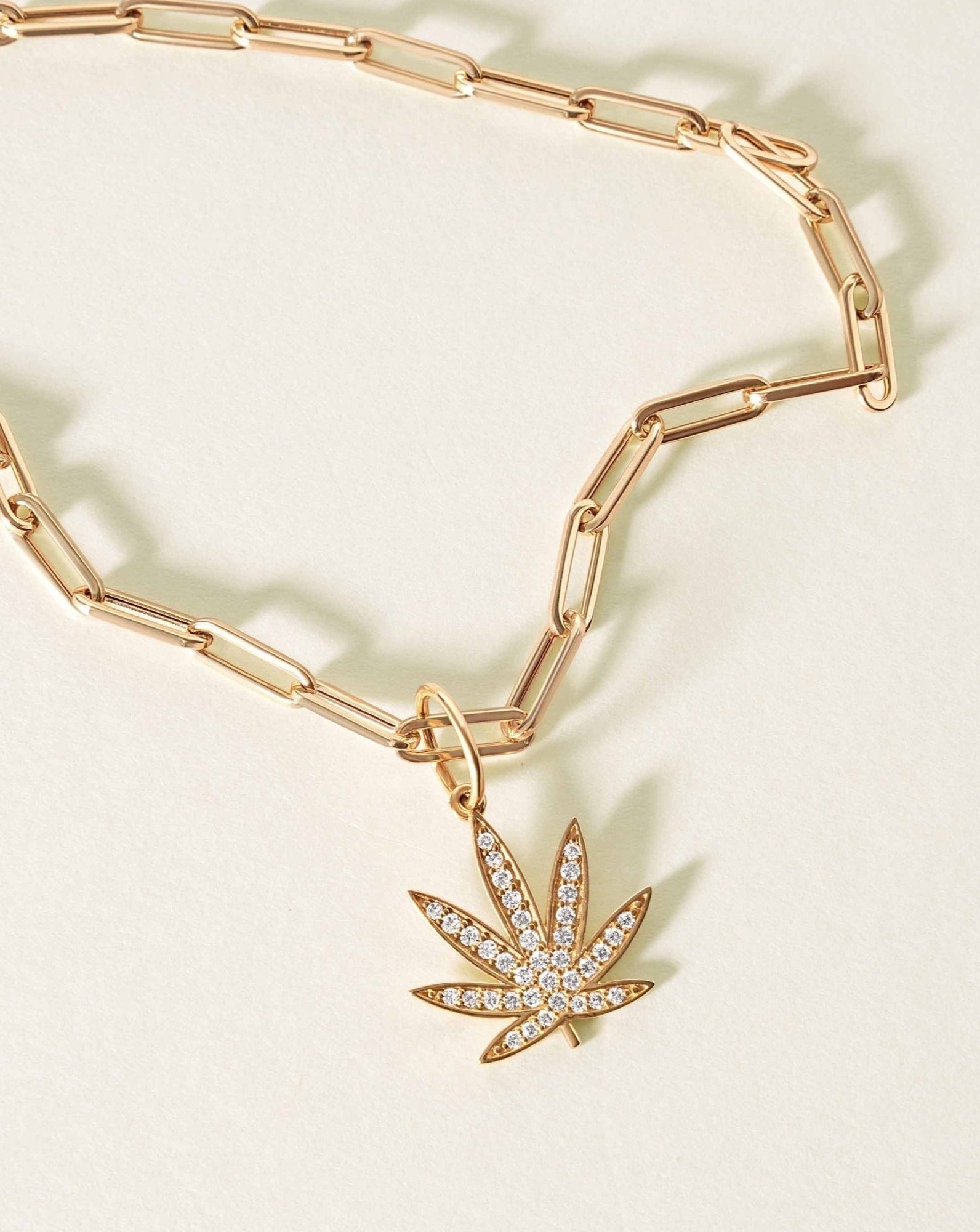 Pave Joy Leaf Necklace Charm - Sparkle Society