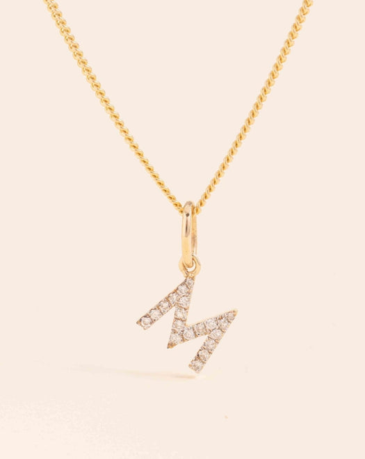Mini Floating Diamond Initial Necklace Charm - Sparkle Society