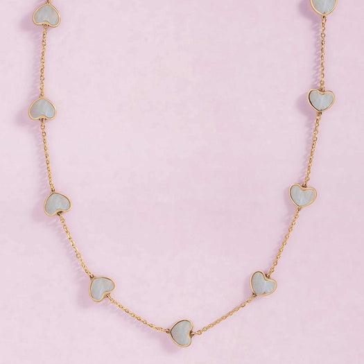 Jumbo Multi Gemstone Heart Bracelet | Sparkle Society 14K Yellow Gold / Pink Enamel