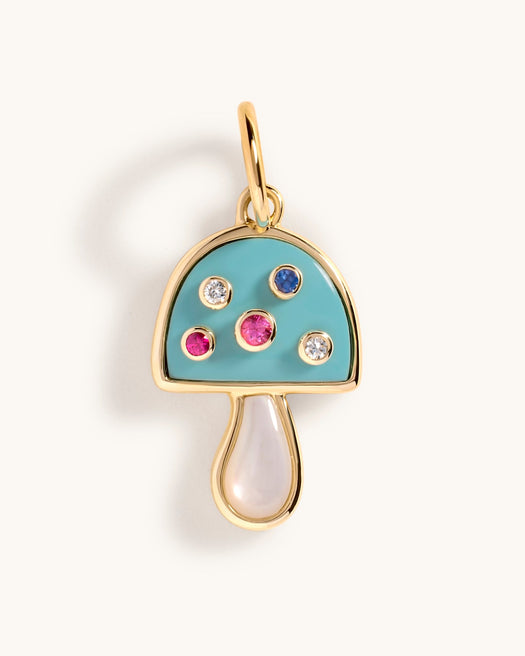 Multi Gemstone Mushroom Necklace Charm - Sparkle Society