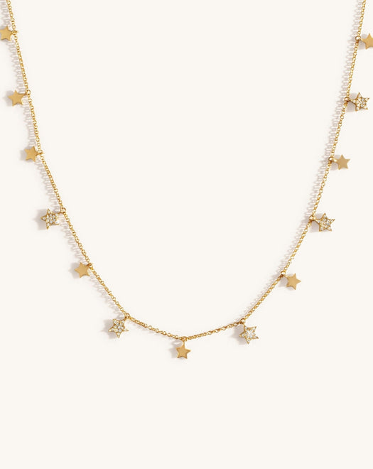 Multi Gold And Diamond Star Necklace - Sparkle Society